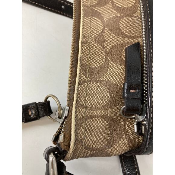 COACH F18926 MEDIUM TAN, BROWN SIGNATURE CROSSBODY BAG - Picture 7 of 16